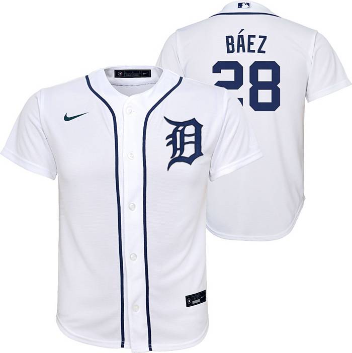 Nike Youth Detroit Tigers Javier Báez #28 White Cool Base Home