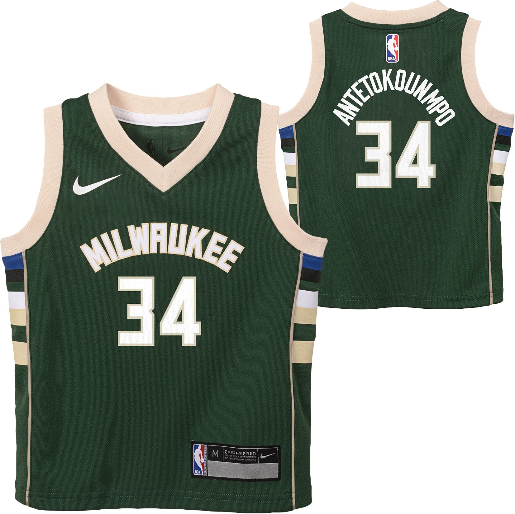 Nike Little Kids' Milwaukee Bucks Giannis Antetokounmpo #34 Green Swingman Jersey product image