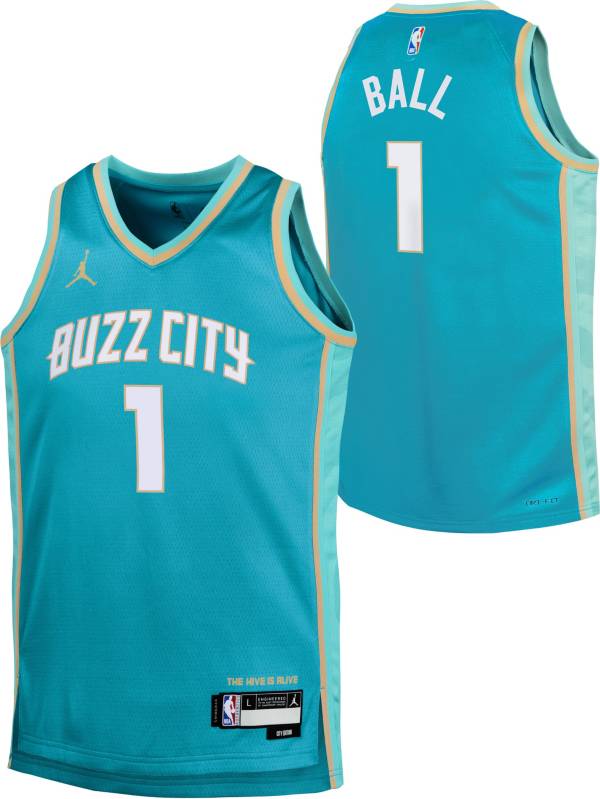 Jordan Youth 2023-24 City Edition Charlotte Hornets LaMelo Ball #1 Teal  Swingman Jersey