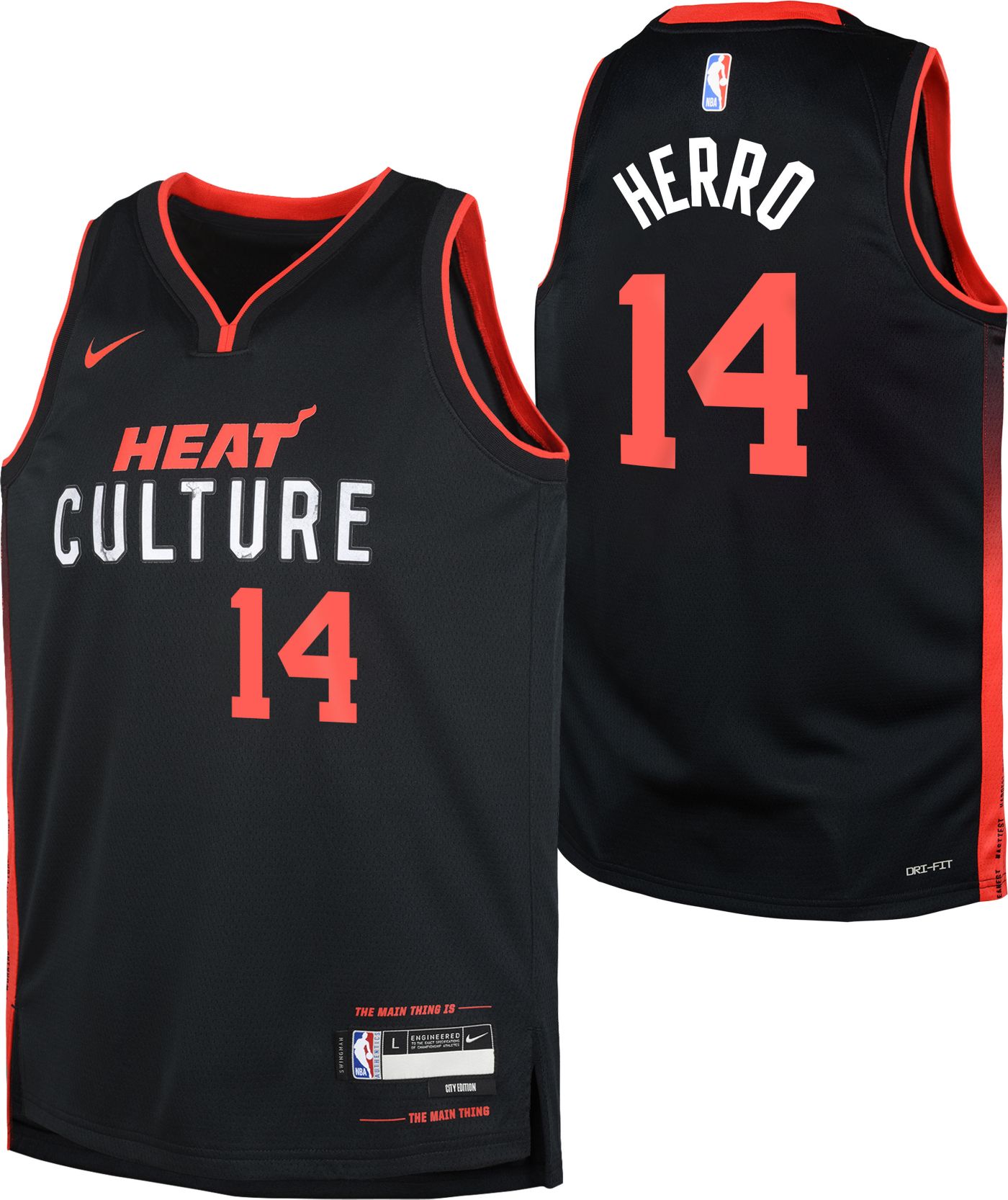 Nike Miami Heat Earned Edition Swingman Jersey Tyler Herro cheapest #14 Youth Sz L 14-16