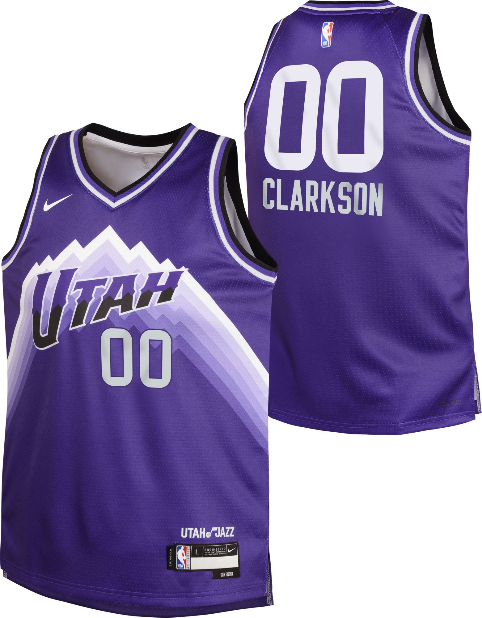 Nike Youth 2023-24 City Edition Utah Jazz Jordan Clarkson #00  