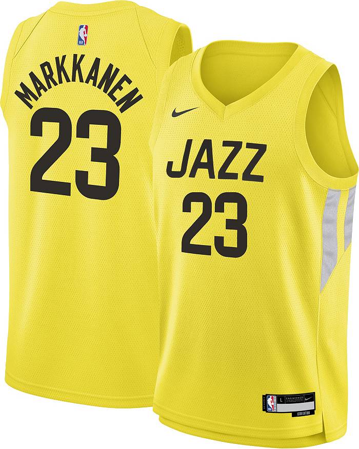 Nike Youth Utah Jazz Lauri Markkanen #23 Black Swingman Jersey, Boys', Small
