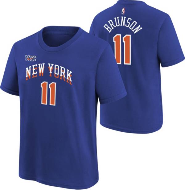 Nike Youth 2023-24 City Edition New York Knicks Jalen Brunson #11 Blue  T-Shirt