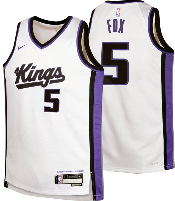 Nike Youth Sacramento Kings De'Aaron Fox #5 White Swingman Jersey, Boys', Medium
