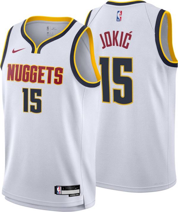 Nike Men's Denver Nuggets Nikola Jokic #15 White Dri-Fit Swingman Jersey, Medium