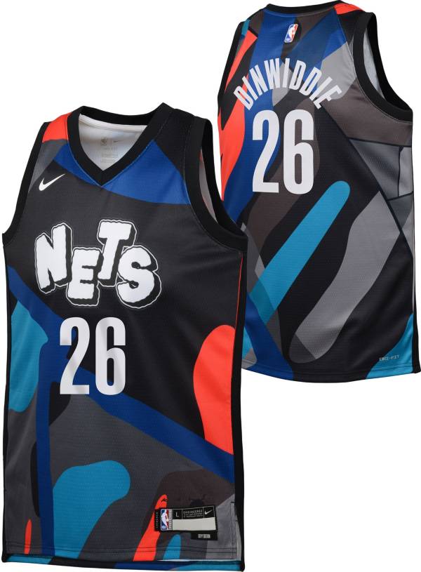 Nike Youth 2023-24 City Edition Brooklyn Nets Spencer Dinwiddie #26 Black  Swingman Jersey