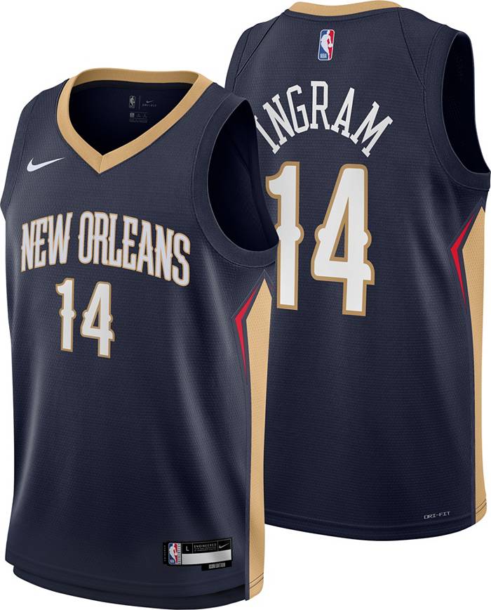 Nike Youth New Orleans Pelicans Brandon Ingram #14 Navy Swingman Jersey, Boys', Small, Blue