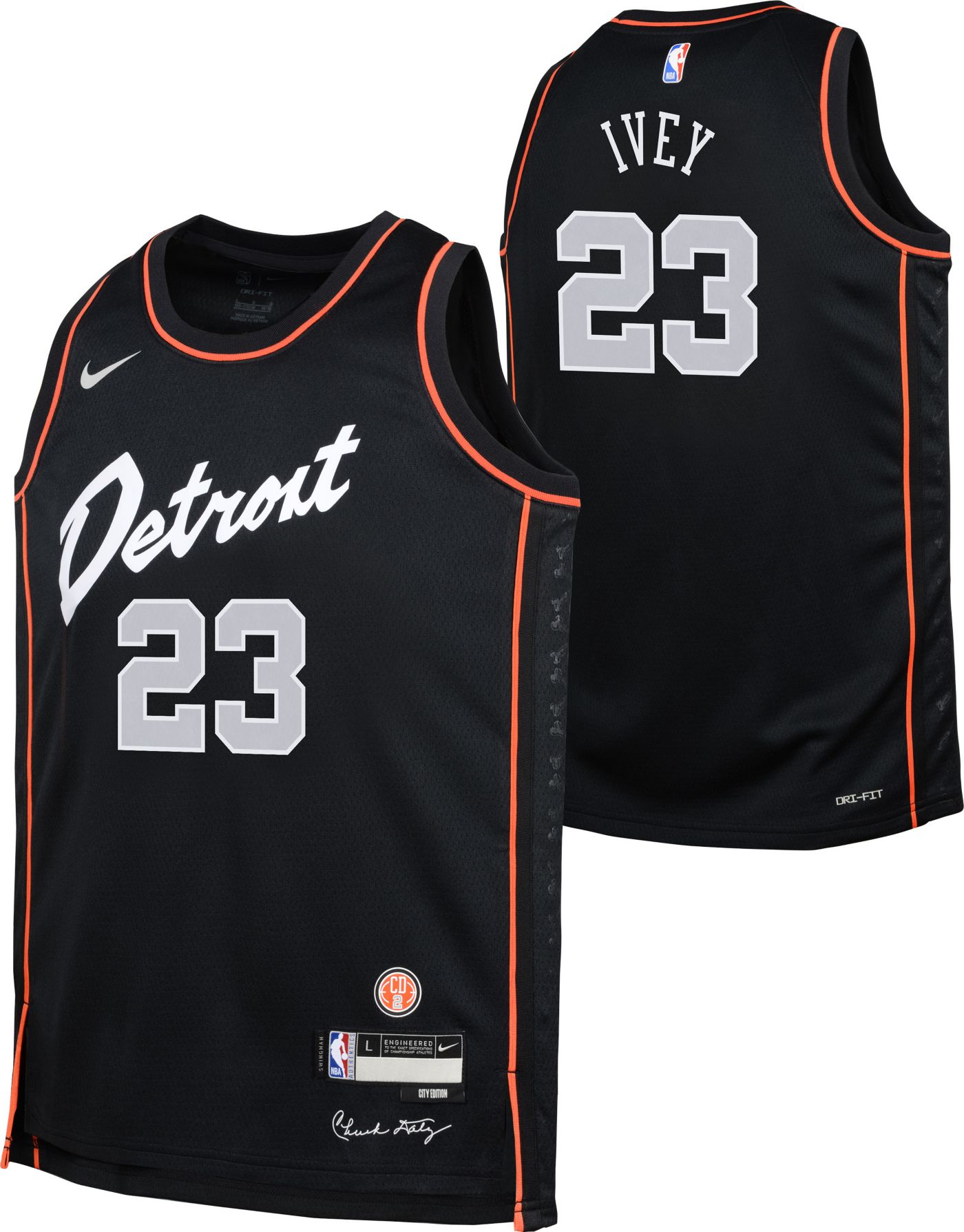 Nike Youth 2023 24 City Edition Detroit Pistons Jaden Ivey 23 Black Swingman Jersey Dick s Sporting Goods