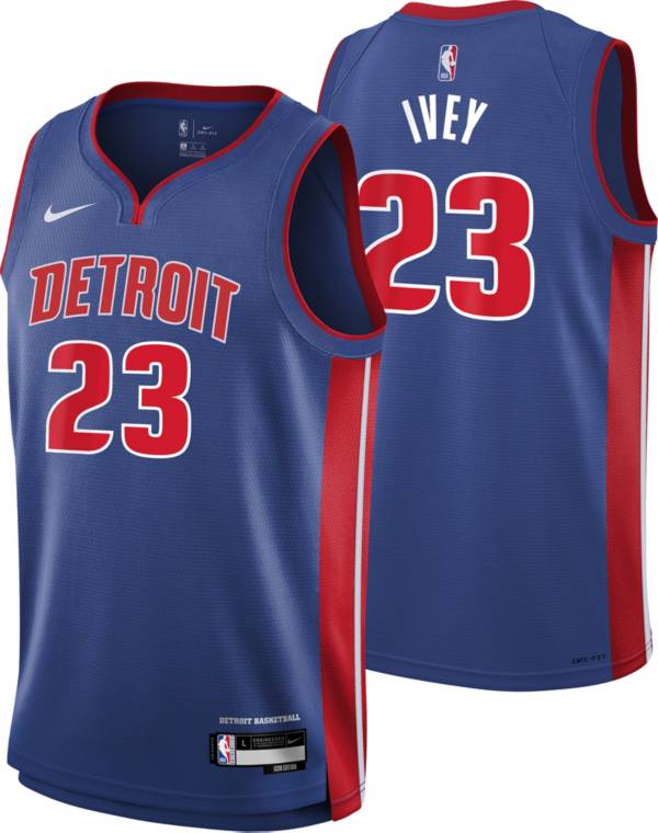 Nike Men's Detroit Pistons Jaden Ivey #23 Dri-Fit Swingman Jersey, Small, Blue