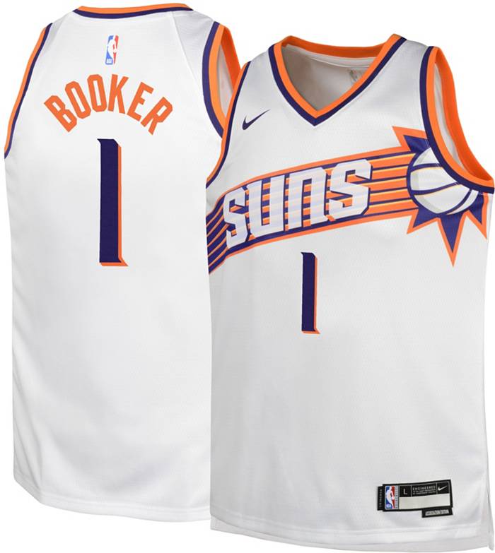 Youth Nike Devin Booker White Phoenix Suns Swingman Jersey - Association Edition Size: Extra Large