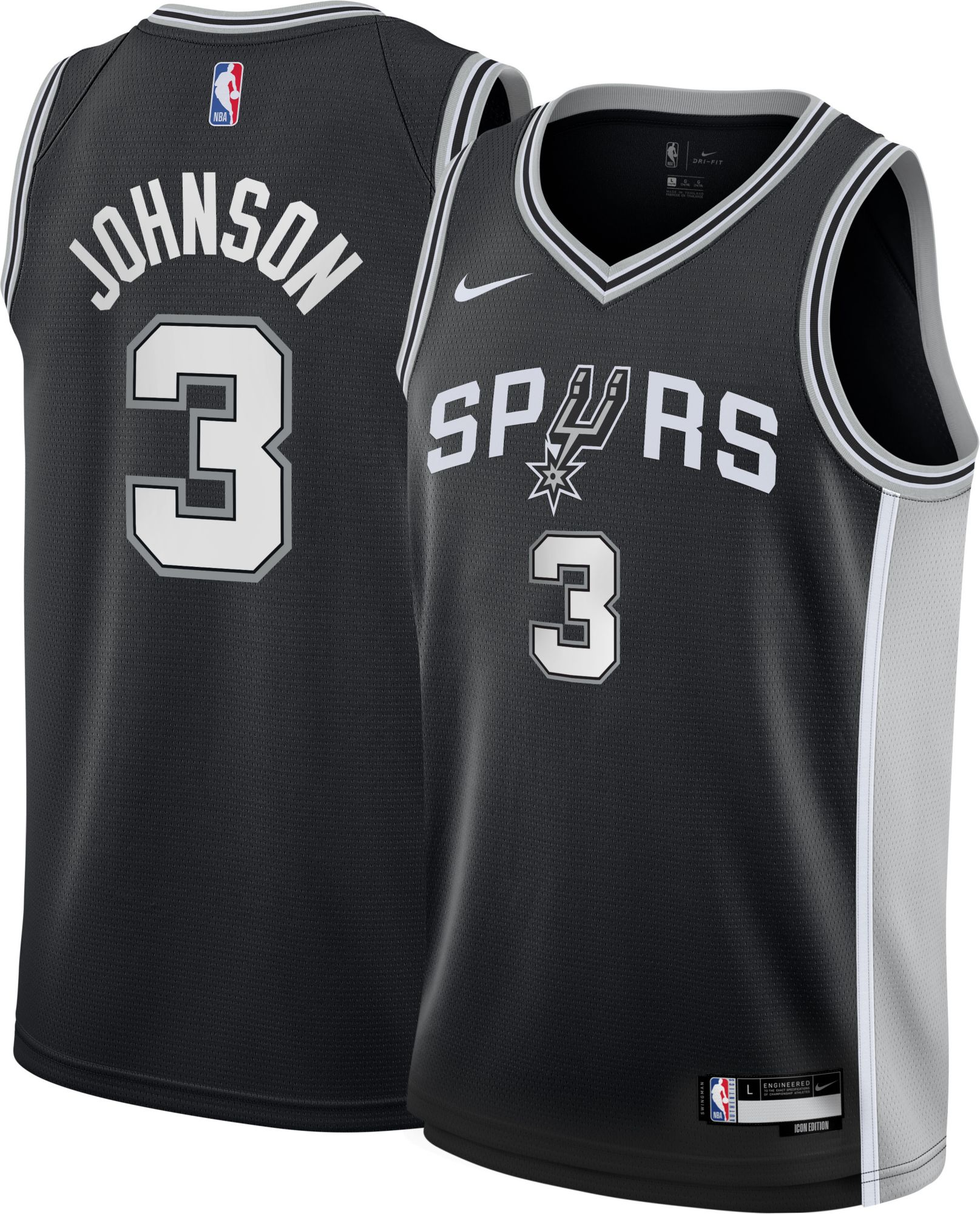 Nike Youth San Antonio Spurs Keldon Johnson #3 Black Swingman  Jersey