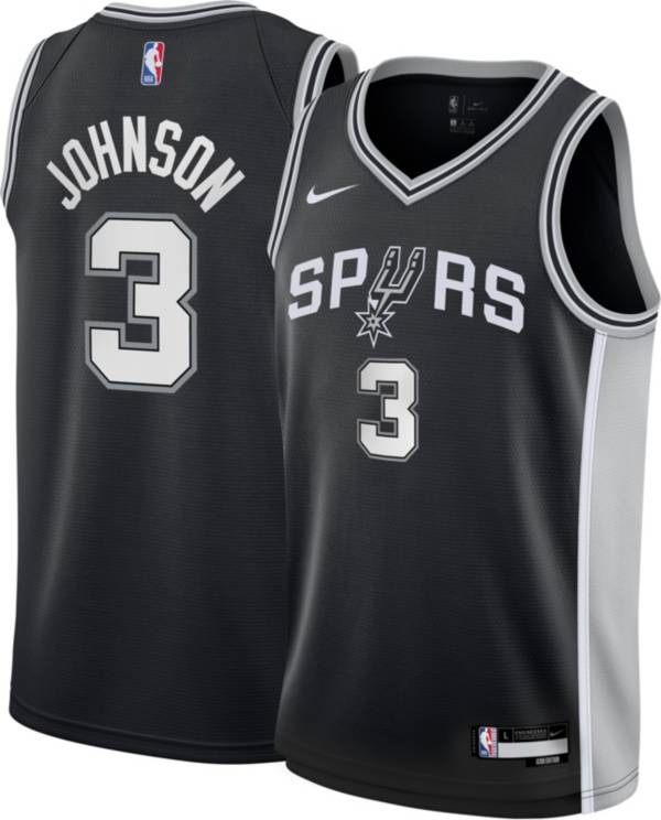 Nike Men's San Antonio Spurs Keldon Johnson #3 Black Dri-Fit Swingman Jersey, Small