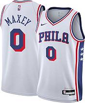 Jordan Men's Philadelphia 76ers Tyrese Maxey #0 Red Dri-Fit Swingman Jersey, Medium