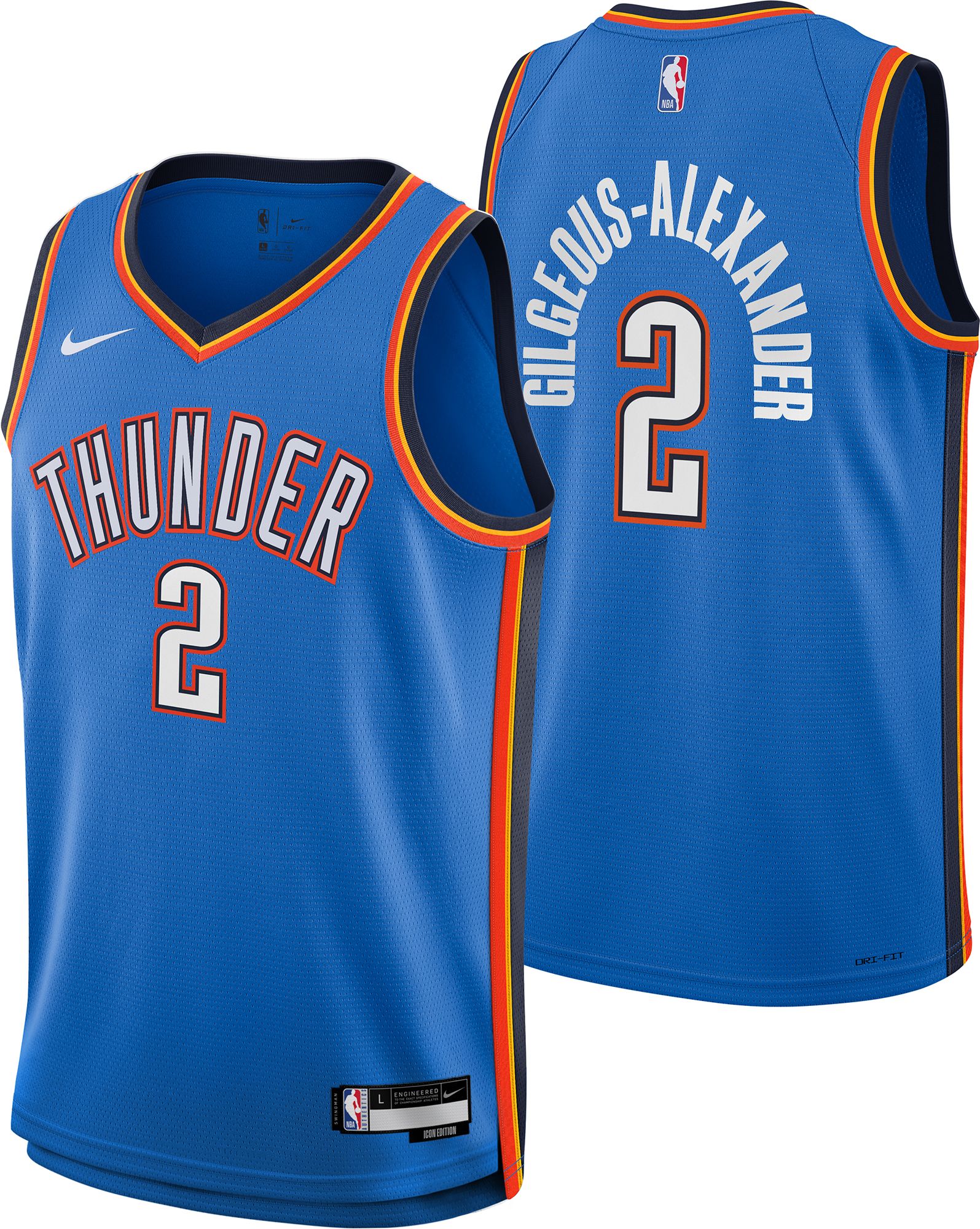 Nike Youth Oklahoma City Thunder Shail Gilgeous-Alexander #2 Blue ...