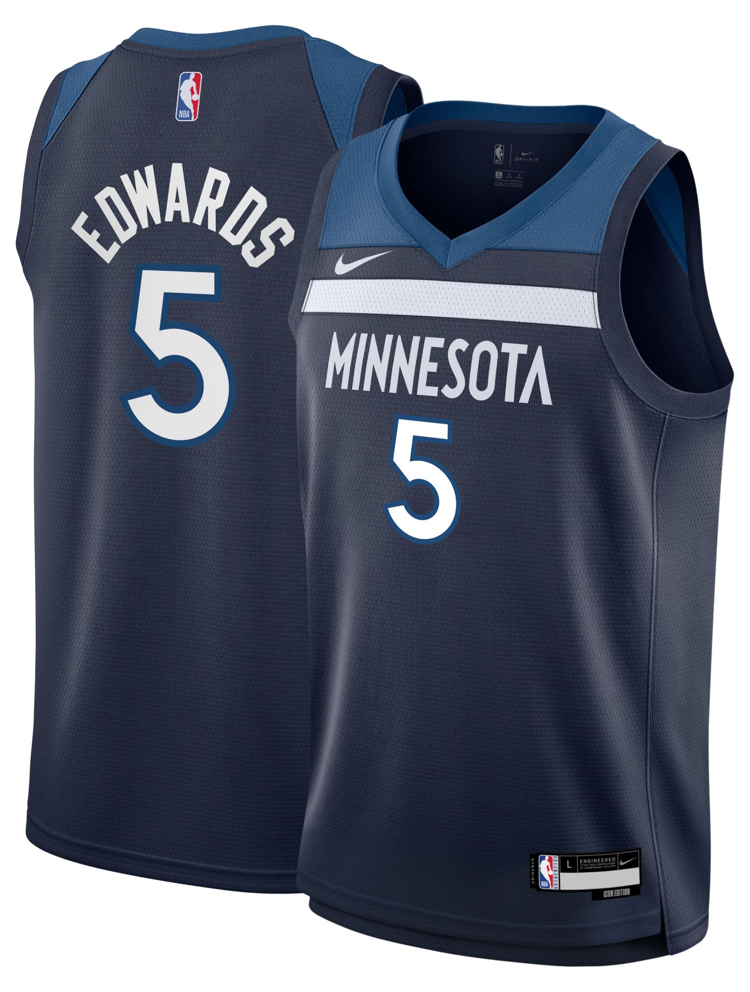 Nike Youth Minnesota Timberwolves Anthony Edwards #5 Navy Swingman Jersey product image
