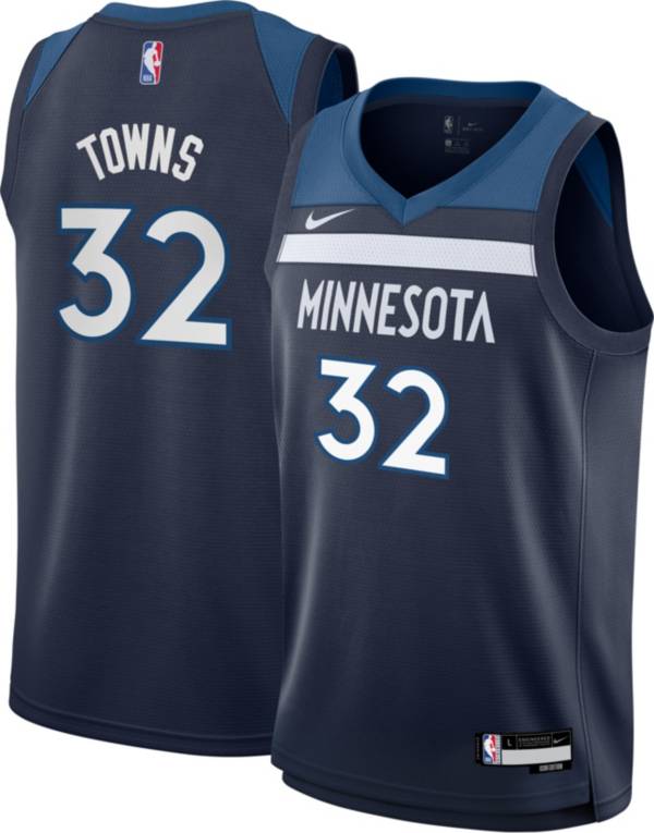 Nike Men's 2021-22 City Edition Minnesota Timberwolves Karl-Anthony towns #32 Blue Dri-Fit Swingman Jersey, Small