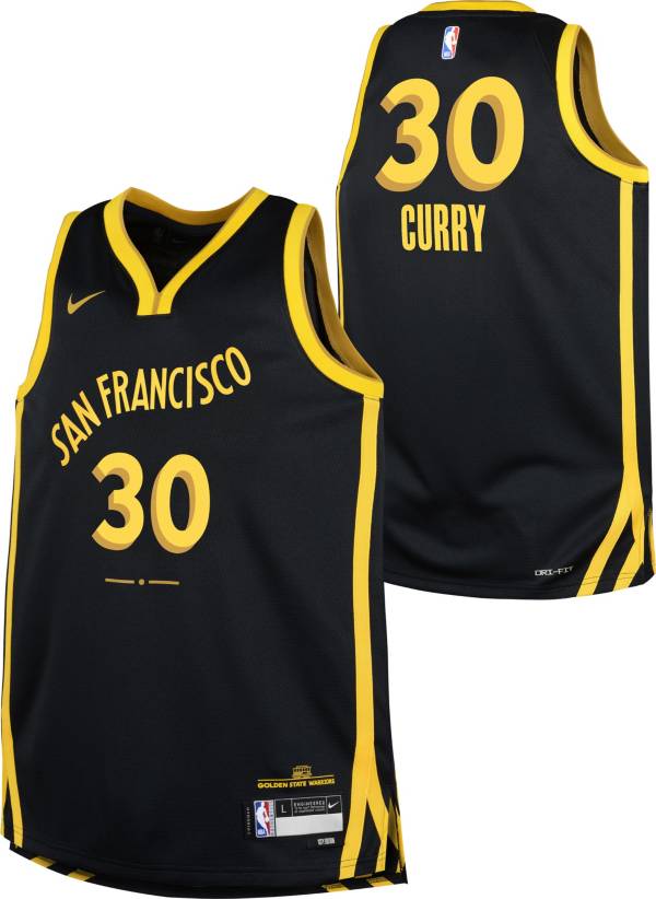 Nike Youth 2023-24 City Edition Golden State Warriors Steph Curry #30 Black  Swingman Jersey