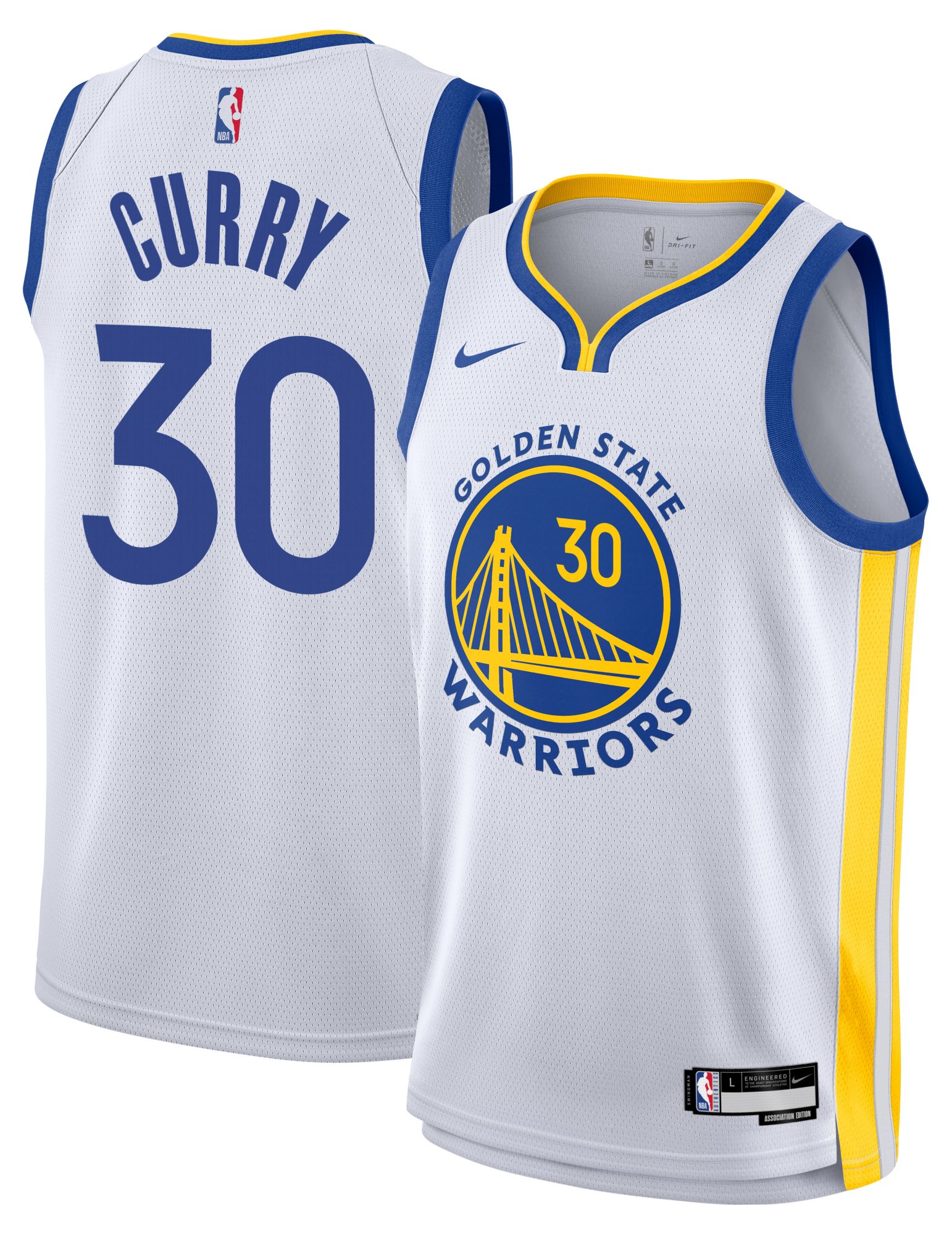 Nike Youth Golden State Warriors Steph Curry #30 White Swingman Association Jersey product image
