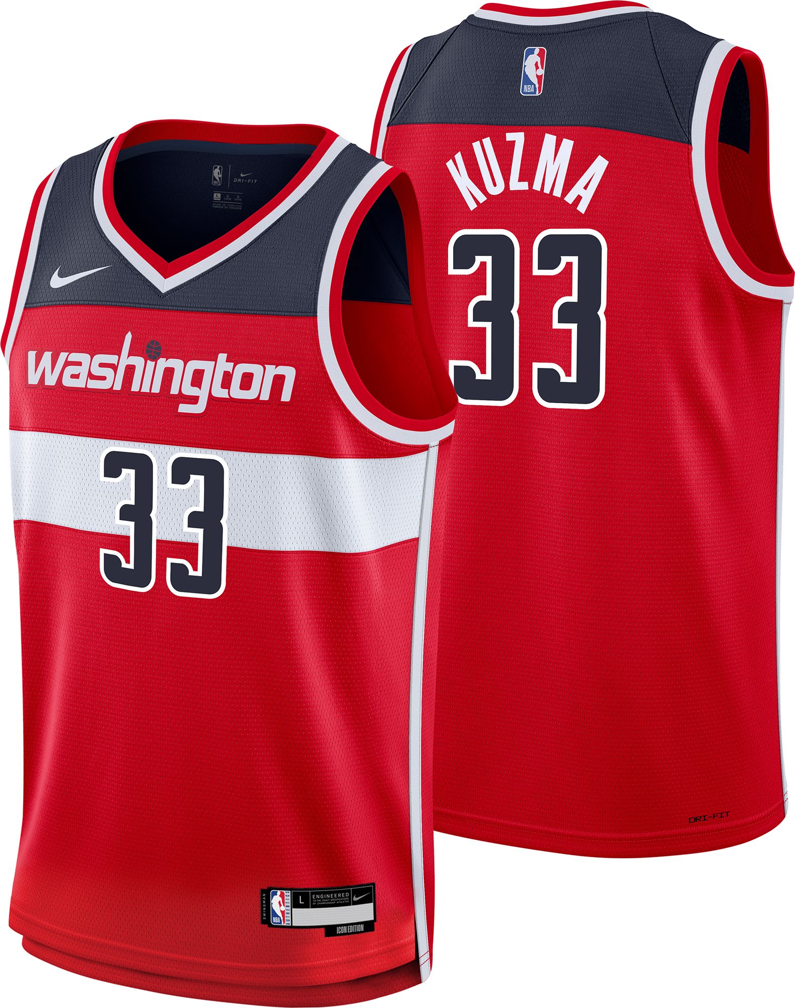 Nike Youth Washington Wizards Kyle Kuzma #33 Red Swingman  Jersey