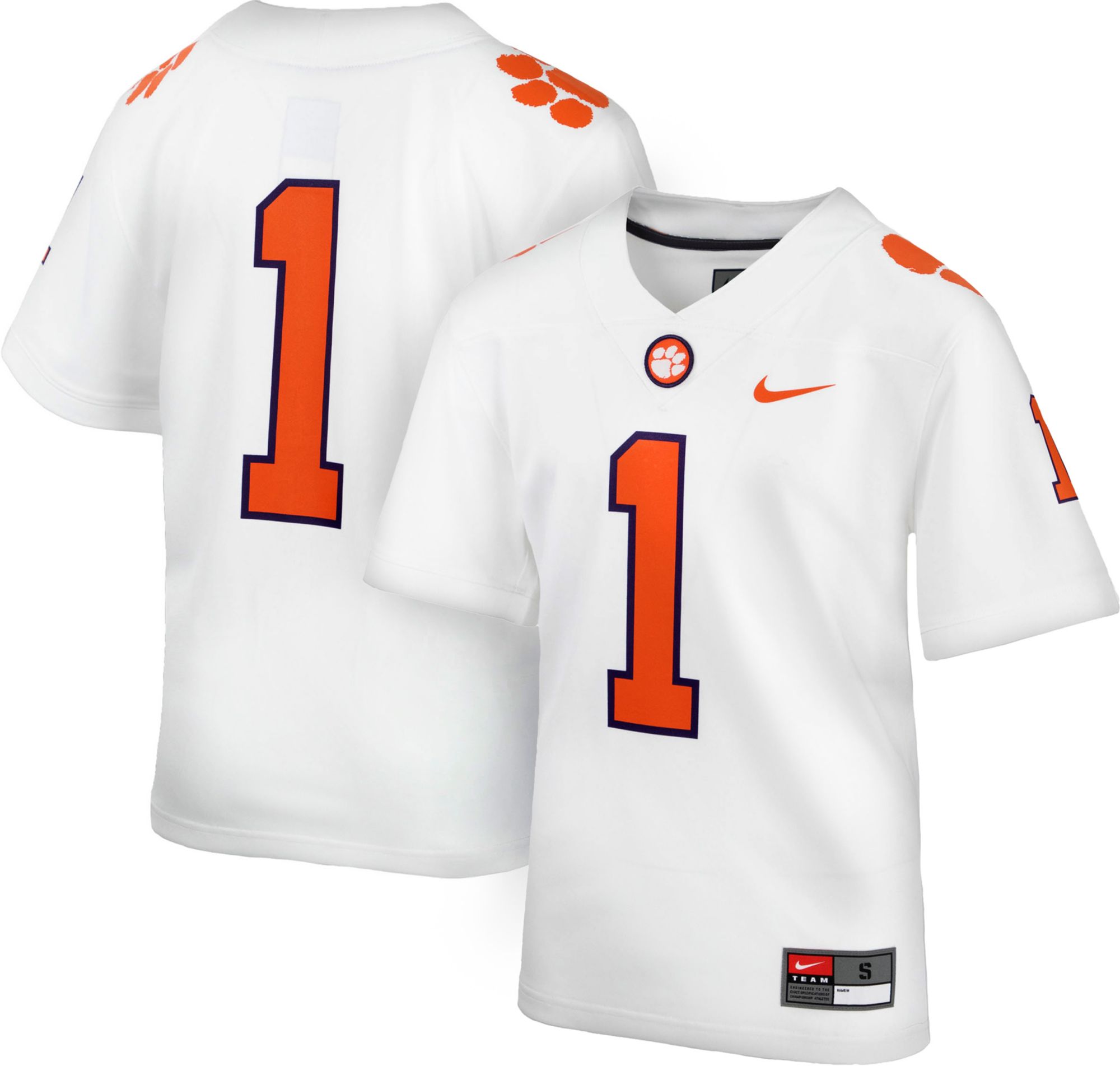 Nike Youth Clemson Tigers #1 White Replica Football Jersey product image