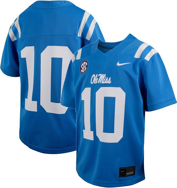 Youth Nike #10 Powder Blue Ole Miss Rebels Untouchable Replica Game Jersey Size: Large