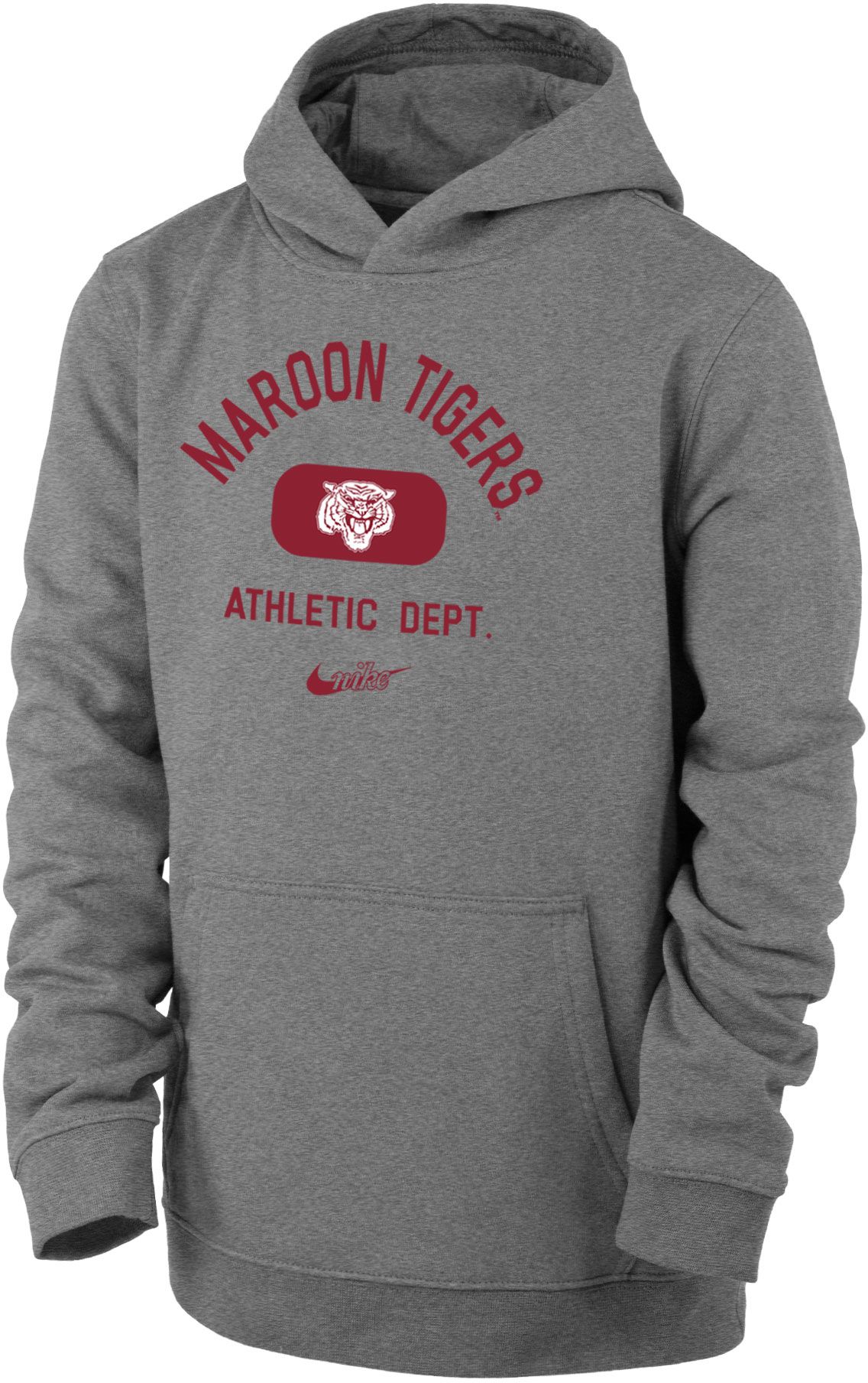 Nike Youth Morehouse College Maroon Tigers Grey Club Fleece Mascot Name Pullover Hoodie