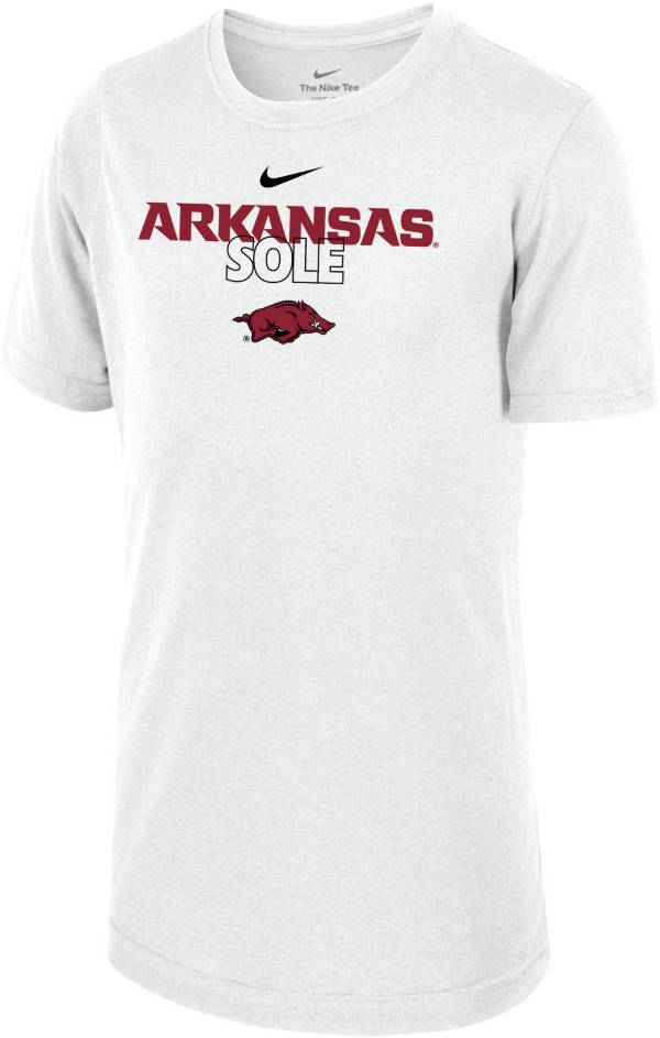 Nike Youth Arkansas Razorbacks White 2023 March Madness Basketball Arkansas Sole Bench T-Shirt product image