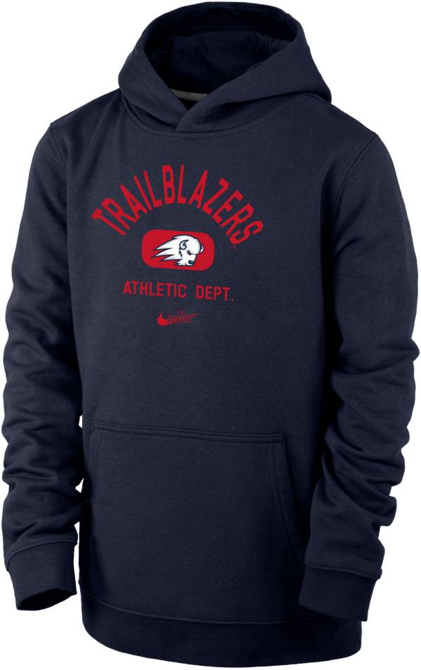 Nike Youth Utah Tech Trailblazers Navy Club Fleece Mascot Name Pullover ...