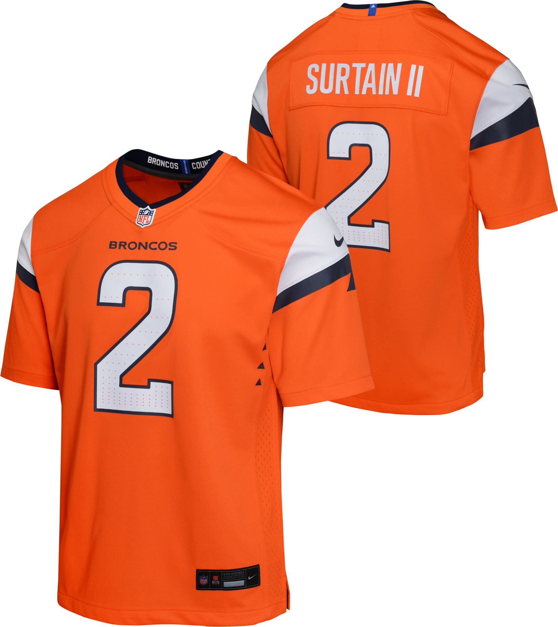 Nike Youth Denver Broncos Patrick Surtain II #2 Orange Game Jersey product image