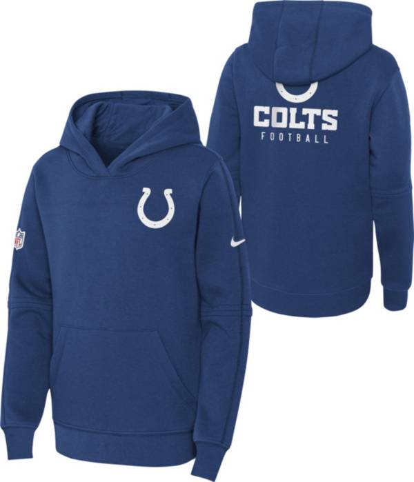 Nike Youth Indianapolis Colts Sideline Club Blue Pullover Hoodie