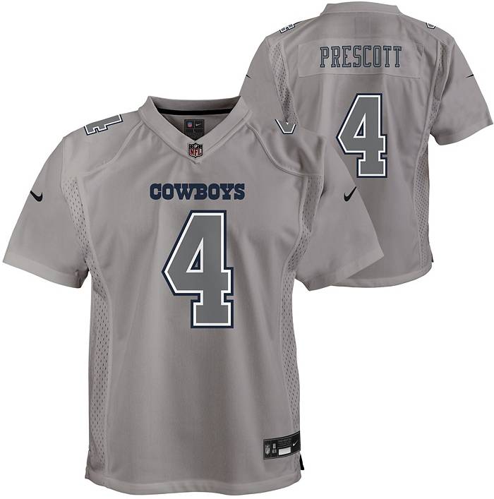 Nike Youth Dallas Cowboys Dak Prescott #4 Atmosphere Grey Game