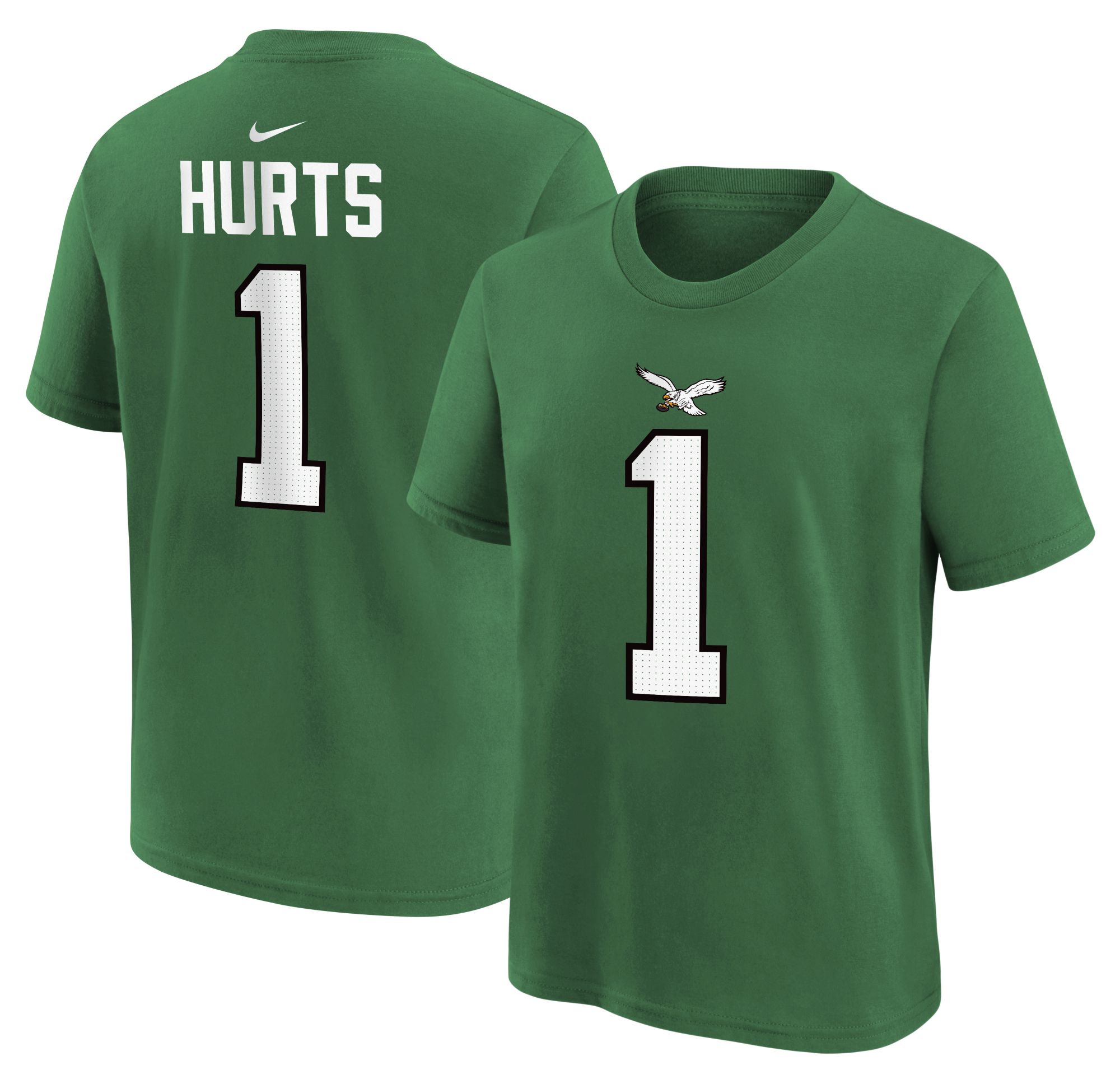 Nike Youth Philadelphia Eagles Jalen Hurts #1 Kelly Green Throwback T-Shirt product image