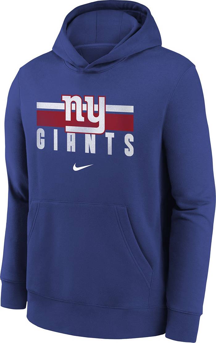 Nike Youth New York Giants Team Stripes Blue Pullover Hoodie