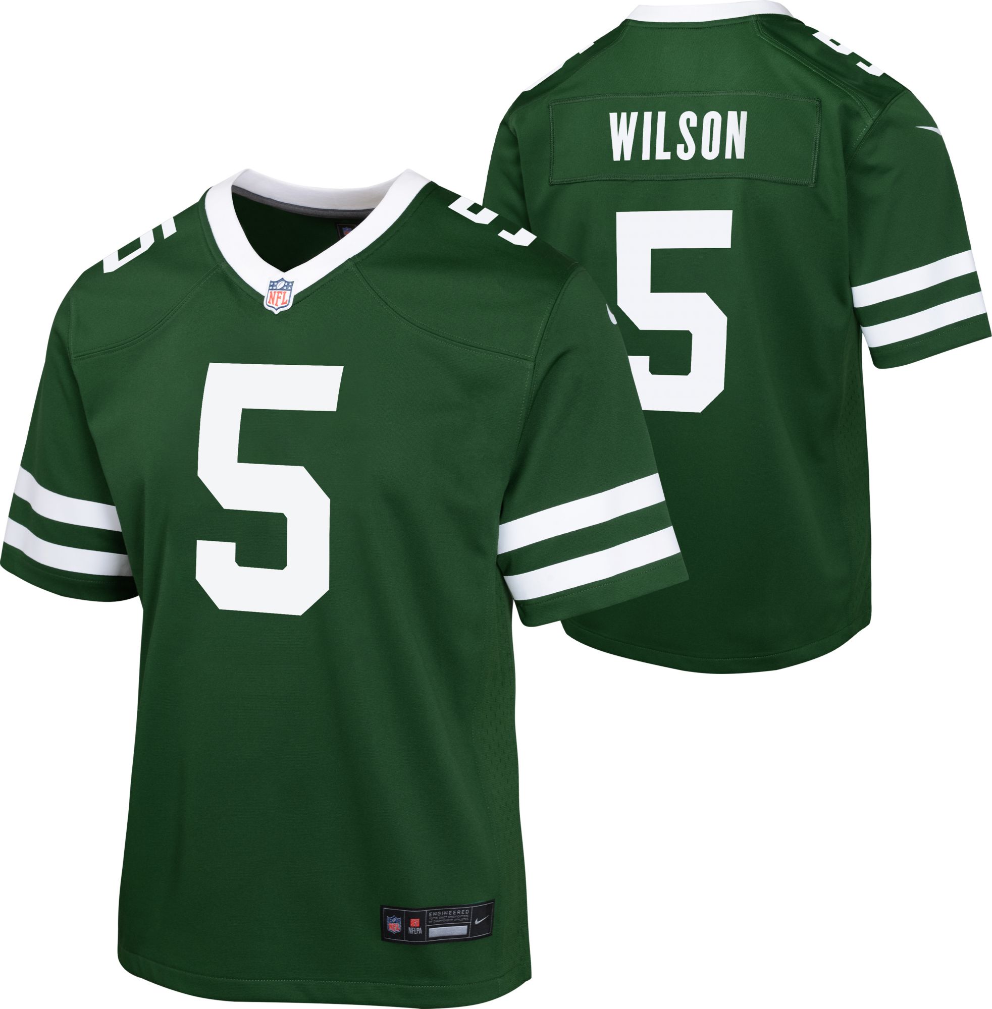 Nike Youth New York Jets Garrett Wilson #5 Green Game Jersey product image
