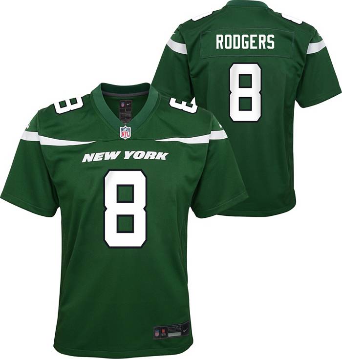 Nike Little Kids' New York Jets Aaron Rodgers #8 Green Game Jersey