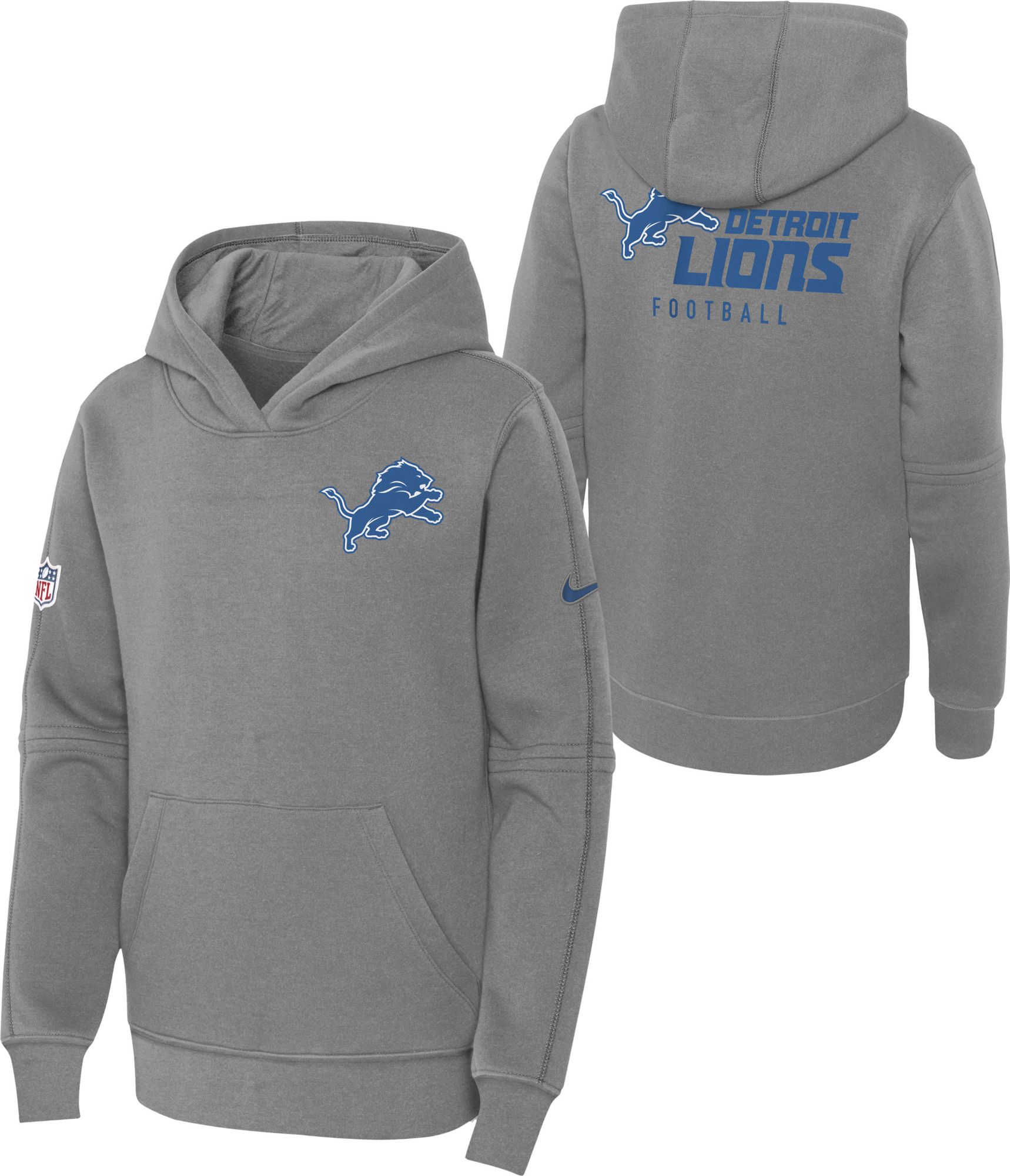 Nike Youth Detroit Lions Sideline Club Grey Pullover Hoodie | Dick's  Sporting Goods