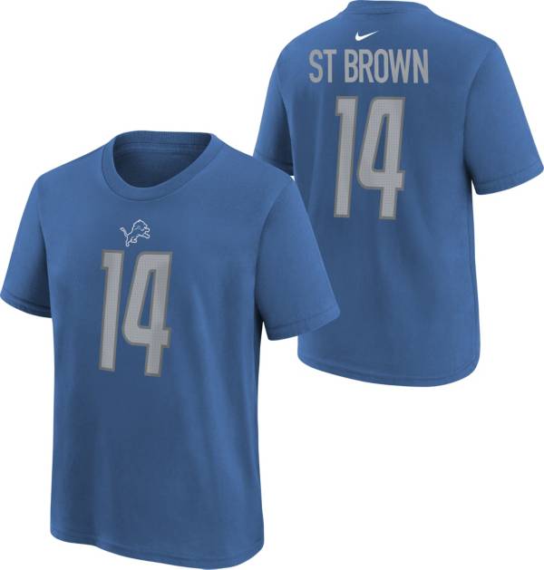 Amon-Ra St. Brown Detroit Lions Youth Brown Name & Number Logo T