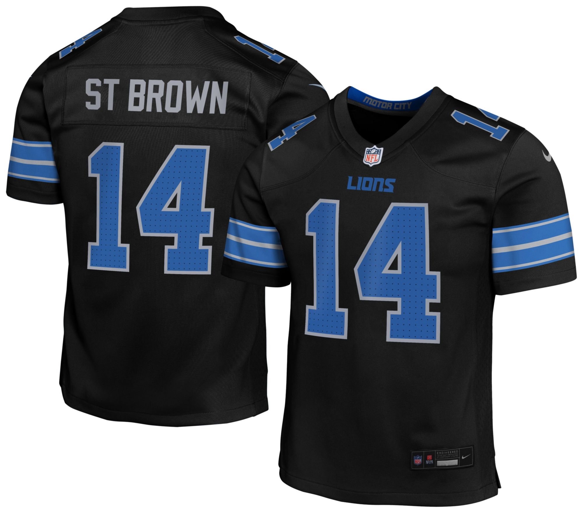 Nike Youth Detroit Lions Amon-Ra St. Brown #14 Alternate Black Game Jersey product image