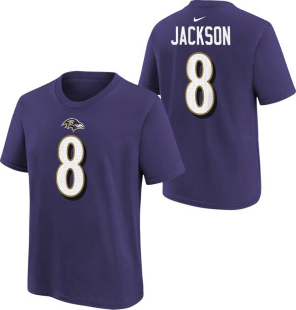 Nike Youth Baltimore Ravens Lamar Jackson #8 Purple T-Shirt