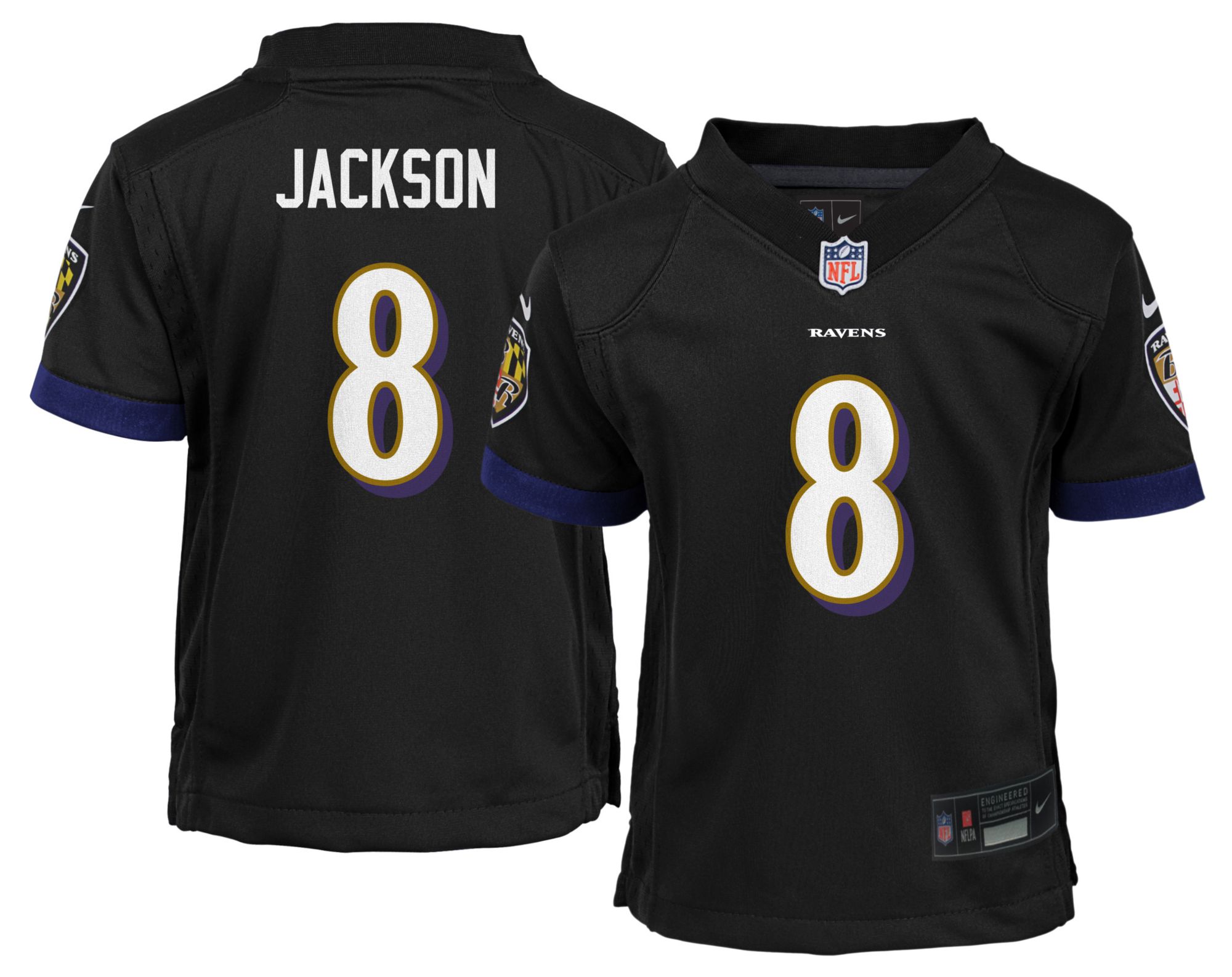 Nike Toddler Baltimore Ravens Lamar Jackson #8 Alternate Black Game Jersey product image