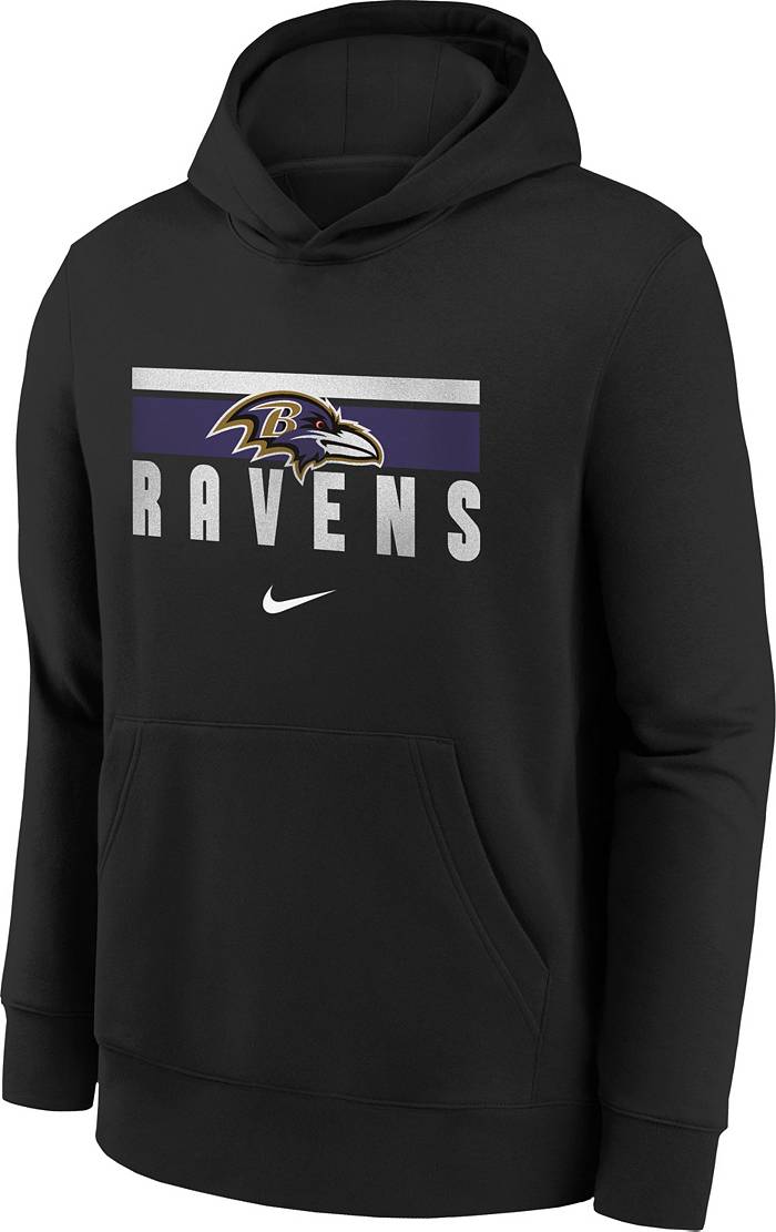 Nike Youth Baltimore Ravens Team Stripes Black Pullover Hoodie