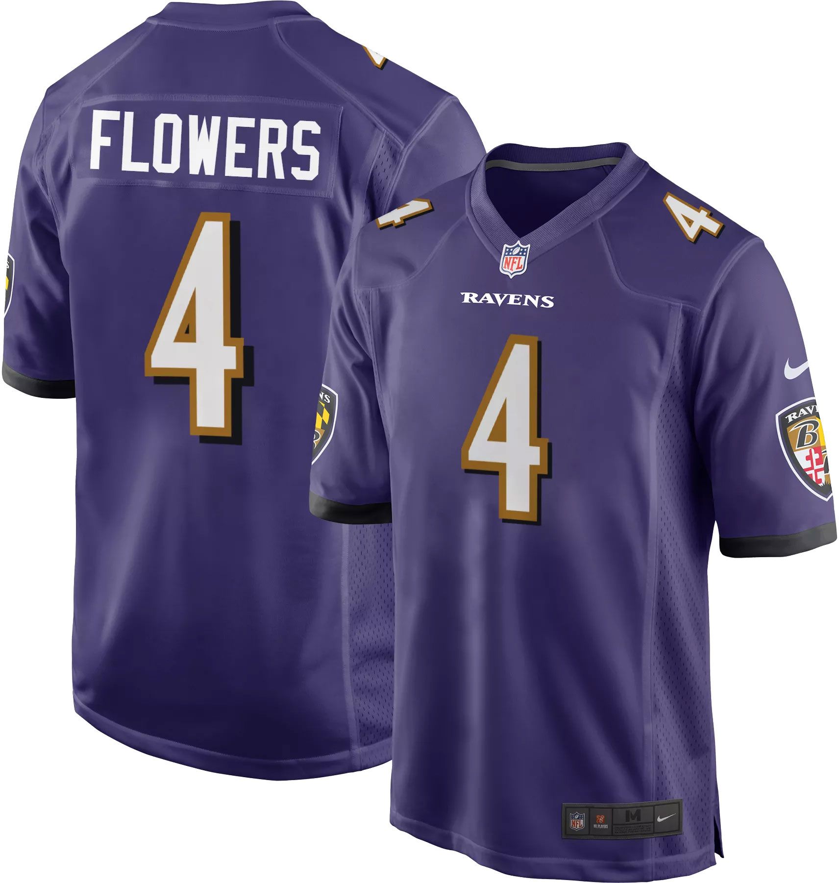 Nike Youth Baltimore Ravens Zay Flowers #4 Purple Game Jersey