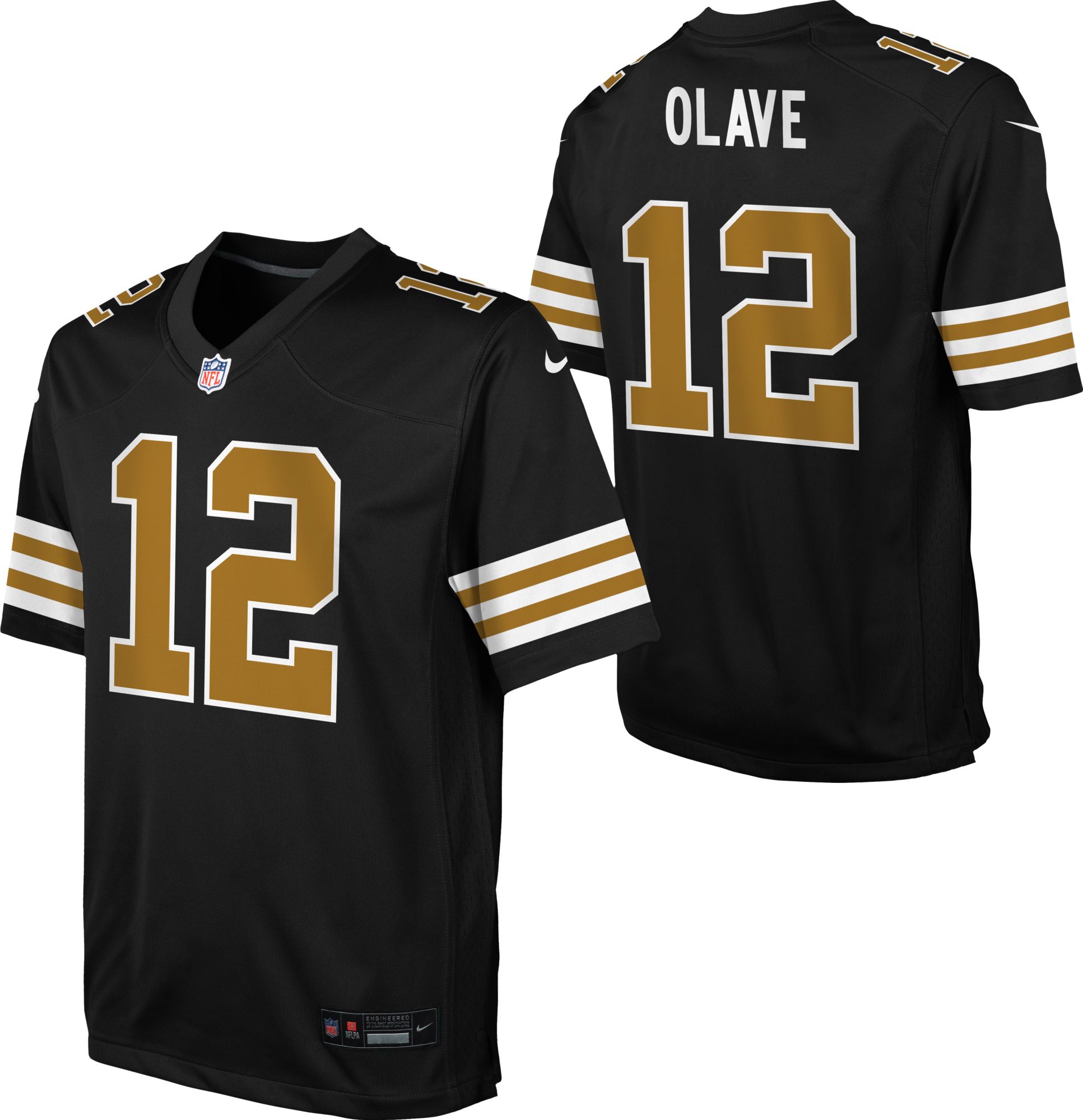 Nike Youth New Orleans Saints Chris Olave #12 Alternate Black Game Jersey product image