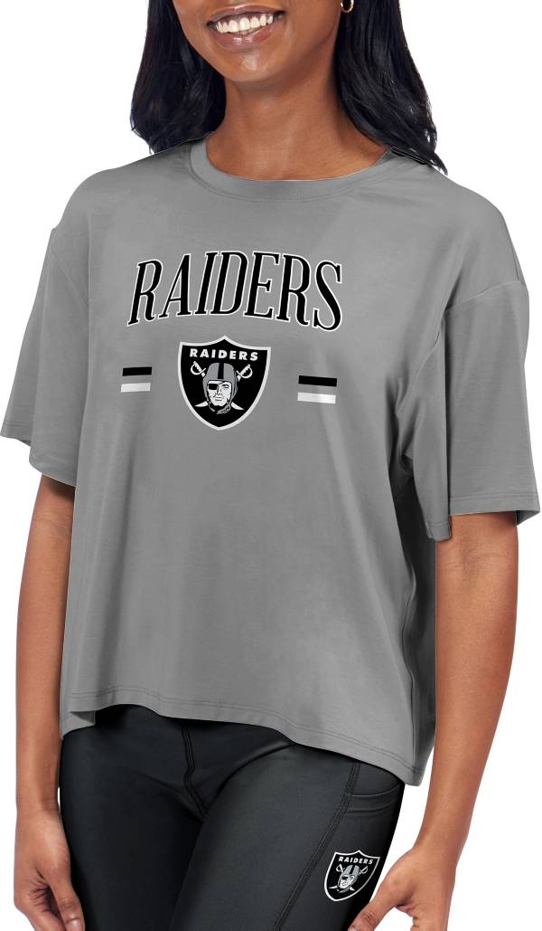 Las Vegas Raiders Certo Women's Cropped Turnout T-Shirt - Gray
