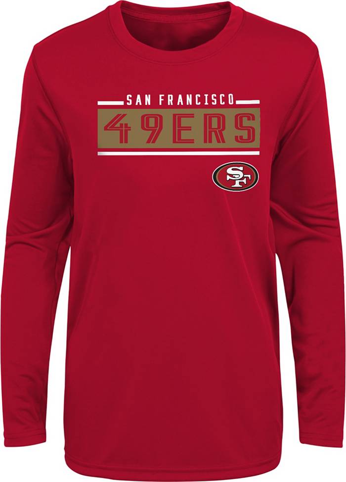 NFL Team Apparel Boys' San Francisco 49ers Amped Up Red Long Sleeve T-Shirt
