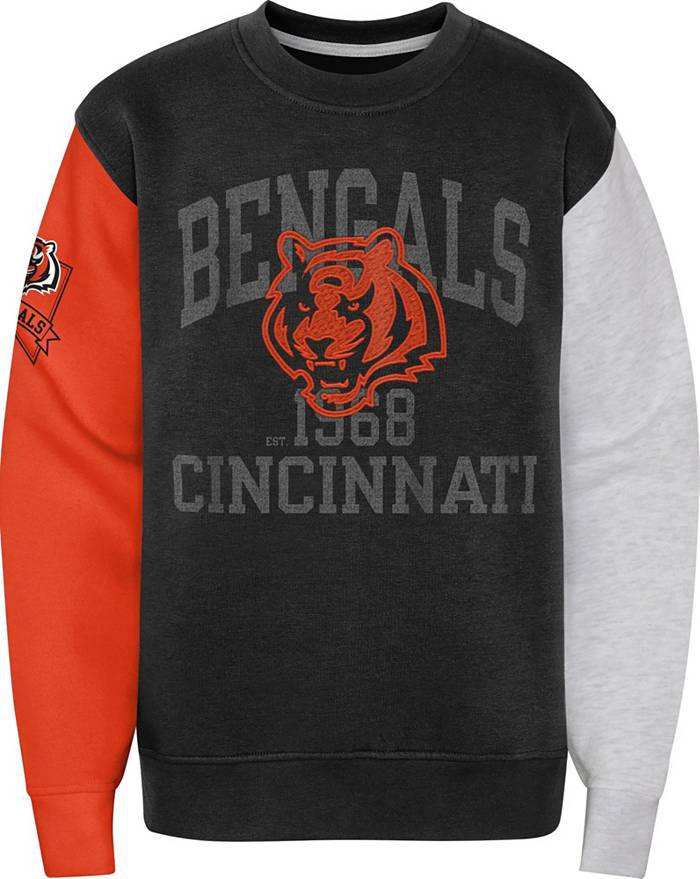 NFL Team Apparel Boys' Cincinnati Bengals 3rd and Goal Crew Sweatshirt
