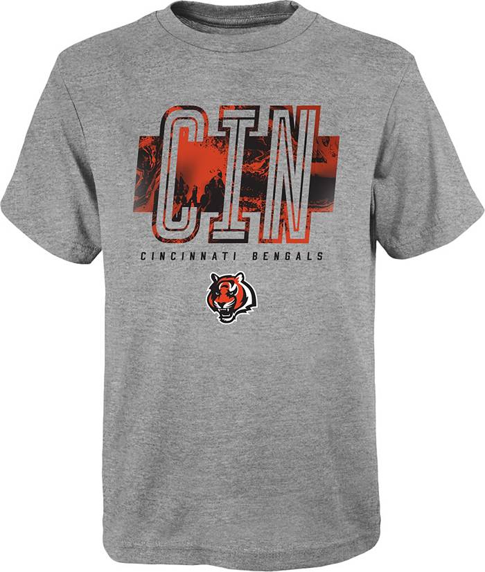 NFL Team Apparel Boys' Cincinnati Bengals Abbreviated Grey T-Shirt