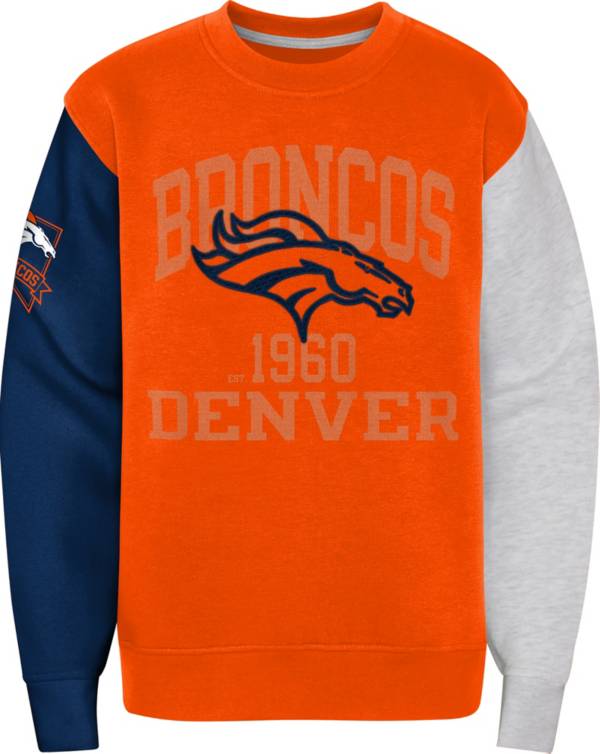 NFL Team Apparel Boys' Denver Broncos 3rd and Goal Crew Sweatshirt