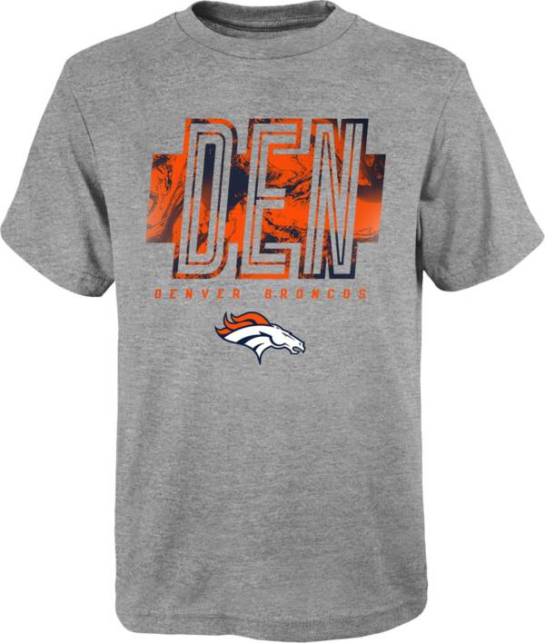 NFL Team Apparel Youth Denver Broncos Dynamic Duo Grey Pullover Hoodie