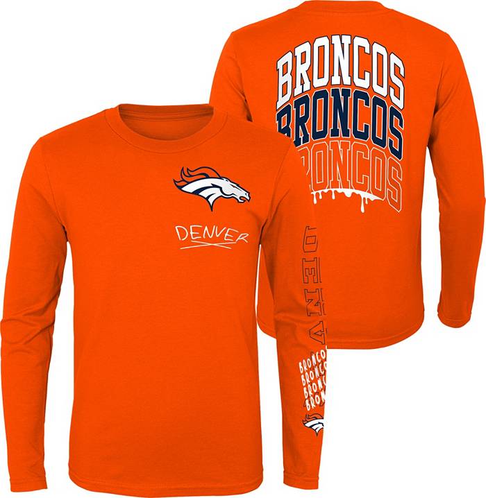 NFL Team Apparel Little Kids' Denver Broncos Drip Orange Long Sleeve T-Shirt